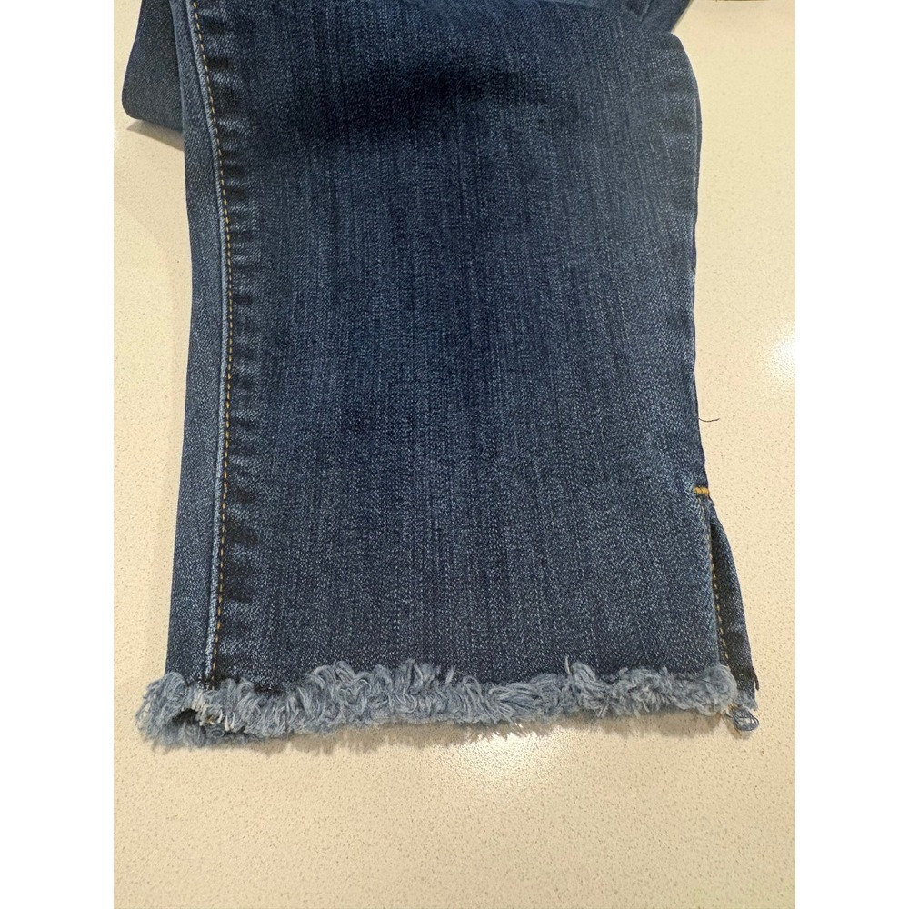 For The Republic Womens Size 14 Dark Wash Frayed Hem Skinny Jeans Side Slit - Picture 5 of 9